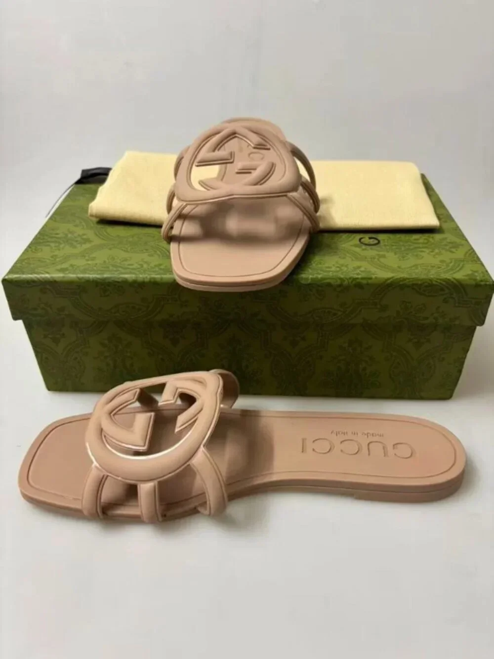 Gucci Women’s Brown GG Logo Slide Sandals